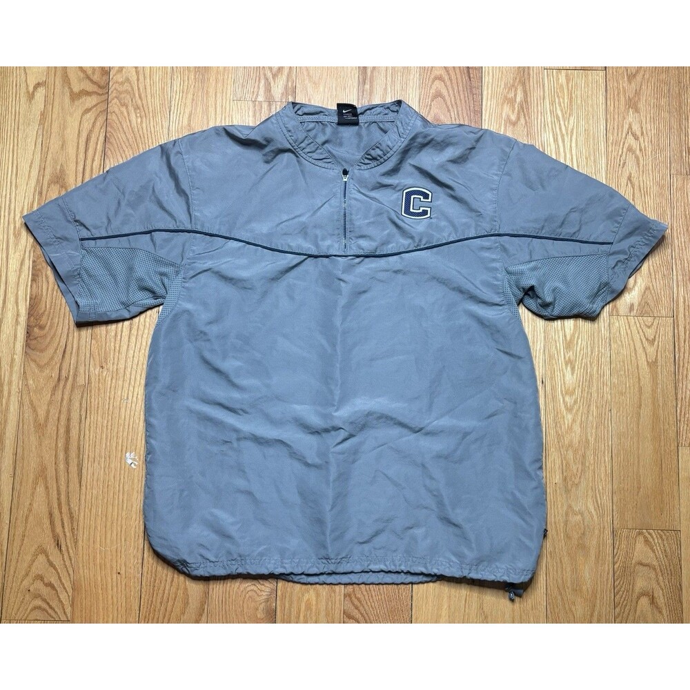 Nike Team Pullover Mens Lrg Gray Short Sleeve Quarter Zip Warmup Jacket UConn